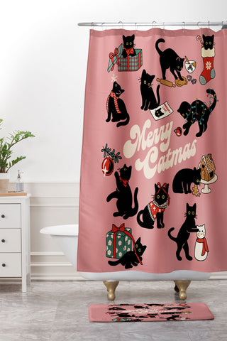 Kira Christmas Cats Shower Curtain And Mat