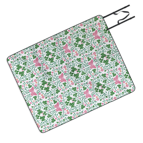 Kira Pink Ivy Picnic Blanket