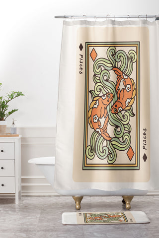 Kira Pisces Playing Card Shower Curtain And Mat