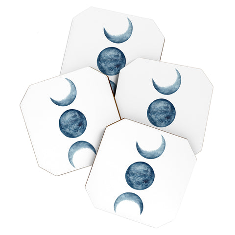 Kris Kivu Blue Moon Phases Watercolor Coaster Set