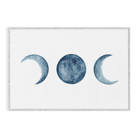 Kris Kivu Blue Moon Phases Watercolor Outdoor Rug