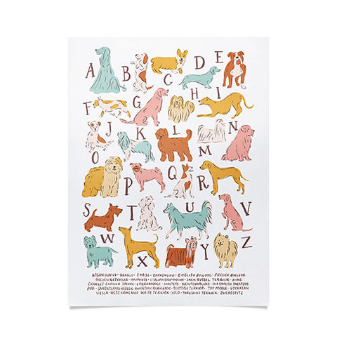 KrissyMast ABC Dogs in Retro Vintage Color Poster