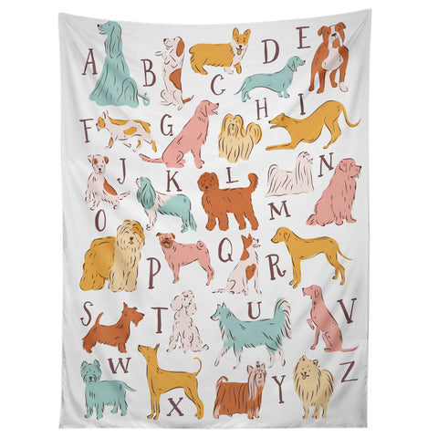 KrissyMast ABC Dogs in Retro Vintage Color Tapestry