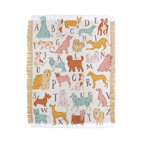 KrissyMast ABC Dogs in Retro Vintage Color Throw Blanket