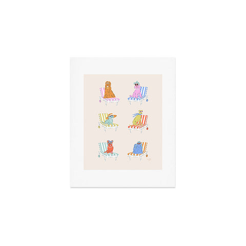 KrissyMast Beach Chair Dogs Art Print