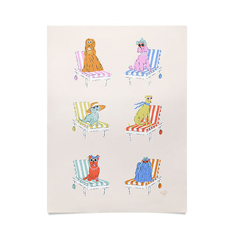 KrissyMast Beach Chair Dogs Poster