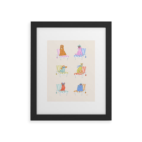 KrissyMast Beach Chair Dogs Framed Art Print