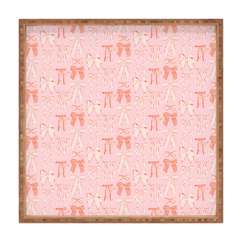 KrissyMast Bows in pink and cream Square Tray