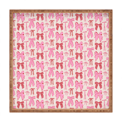 KrissyMast Bows in red and pink Square Tray