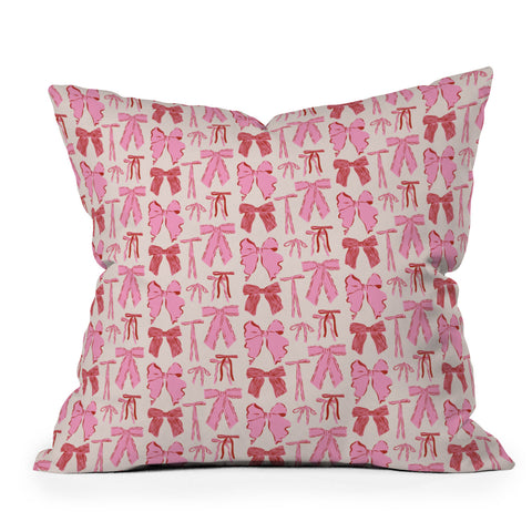 KrissyMast Bows in red and pink Outdoor Throw Pillow