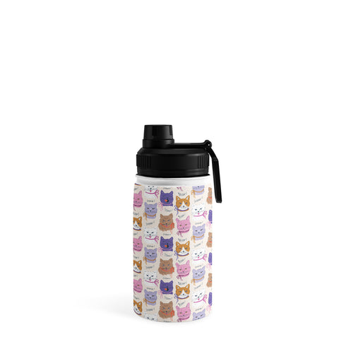 KrissyMast Cats in Purple and Brown Water Bottle