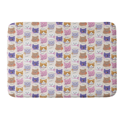 KrissyMast Cats in Purple and Brown Memory Foam Bath Mat