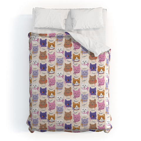 KrissyMast Cats in Purple and Brown Comforter