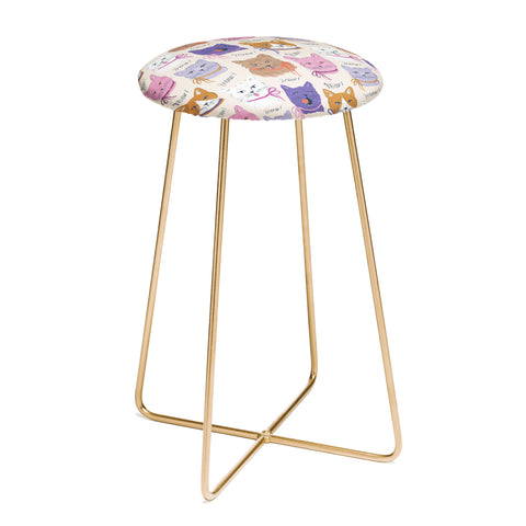 KrissyMast Cats in Purple and Brown Counter Stool