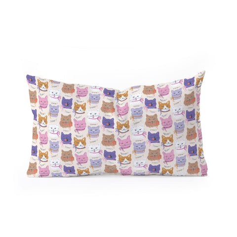KrissyMast Cats in Purple and Brown Oblong Throw Pillow