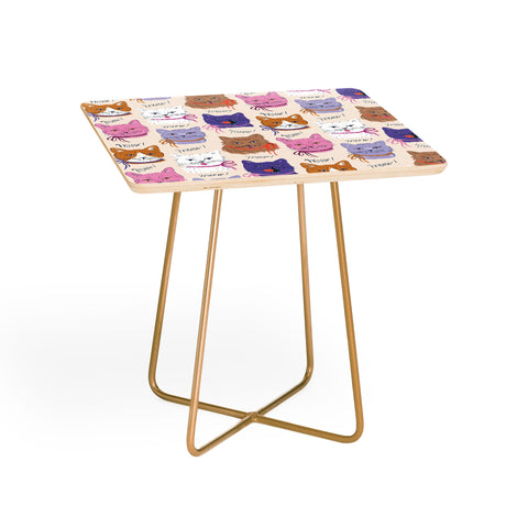 KrissyMast Cats in Purple and Brown Side Table