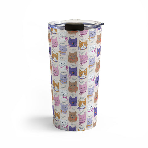 KrissyMast Cats in Purple and Brown Travel Mug