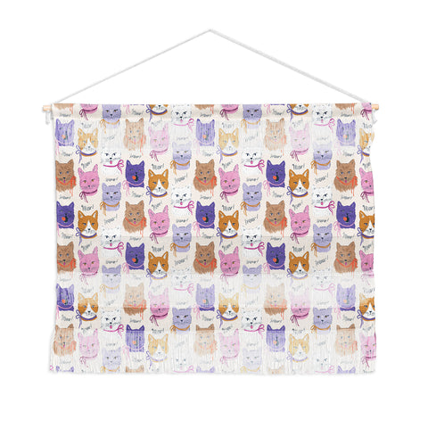 KrissyMast Cats in Purple and Brown Wall Hanging Landscape