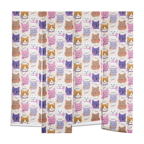KrissyMast Cats in Purple and Brown Wall Mural
