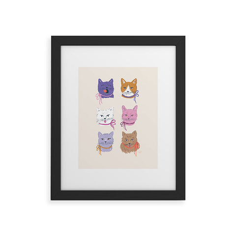 KrissyMast Cats in Purple and Brown Framed Art Print