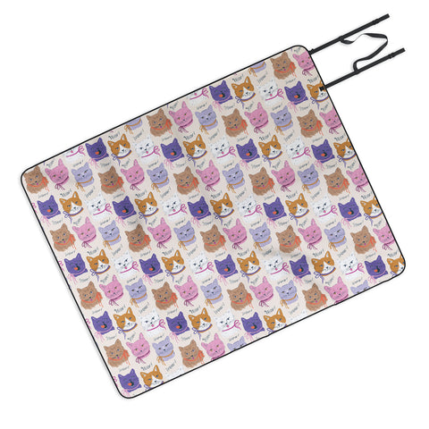 KrissyMast Cats in Purple and Brown Picnic Blanket