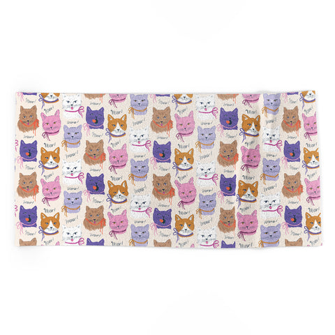KrissyMast Cats in Purple and Brown Beach Towel