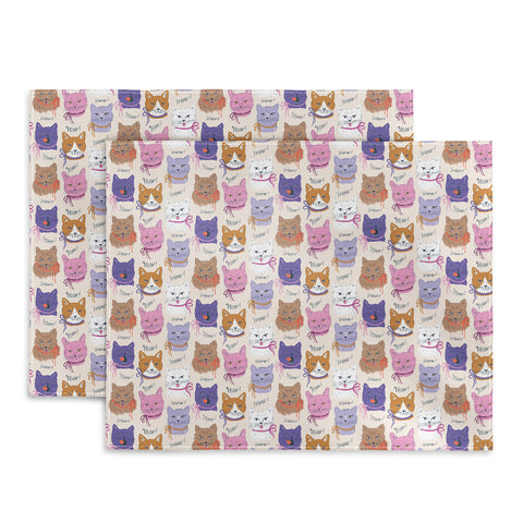 KrissyMast Cats in Purple and Brown Placemat
