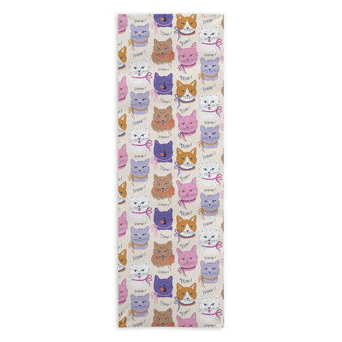KrissyMast Cats in Purple and Brown Yoga Towel
