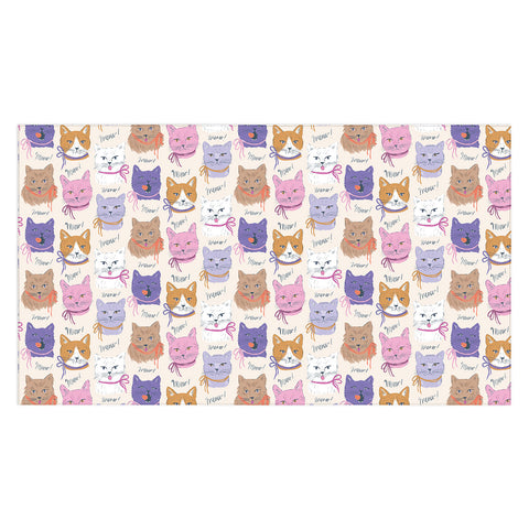 KrissyMast Cats in Purple and Brown Tablecloth