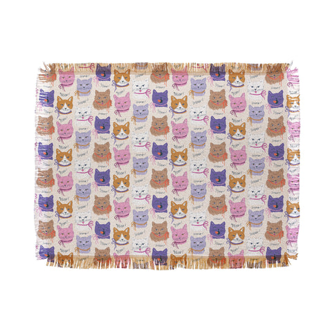 KrissyMast Cats in Purple and Brown Throw Blanket