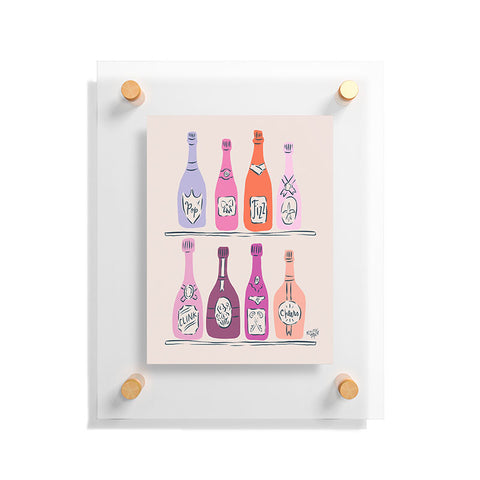 KrissyMast Champagne Bottles on Shelf Floating Acrylic Print