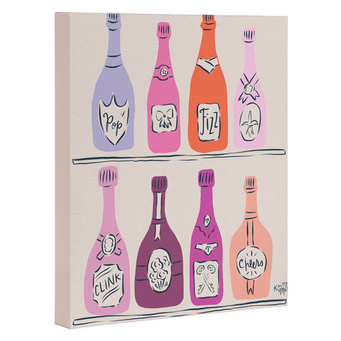 KrissyMast Champagne Bottles on Shelf Art Canvas