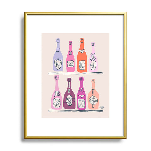 KrissyMast Champagne Bottles on Shelf Metal Framed Art Print