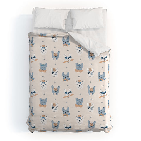 KrissyMast French Bulldogs with Pastries Duvet Cover