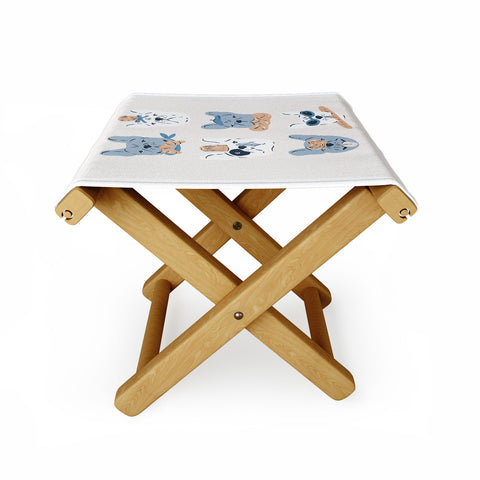 KrissyMast French Bulldogs with Pastries Folding Stool