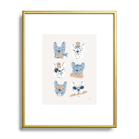 KrissyMast French Bulldogs with Pastries Metal Framed Art Print