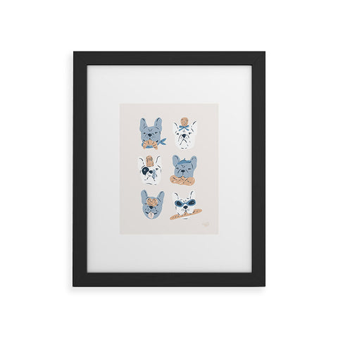 KrissyMast French Bulldogs with Pastries Framed Art Print