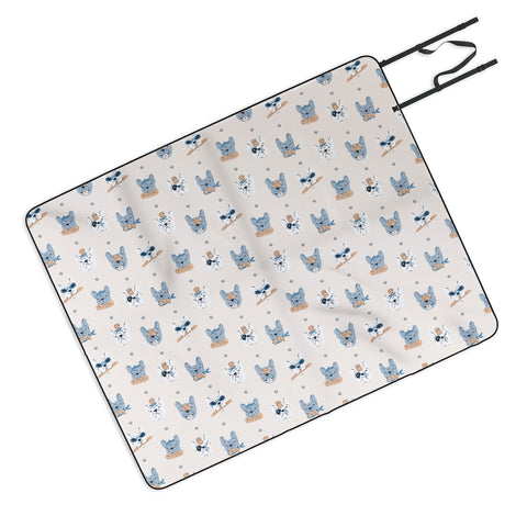 KrissyMast French Bulldogs with Pastries Picnic Blanket