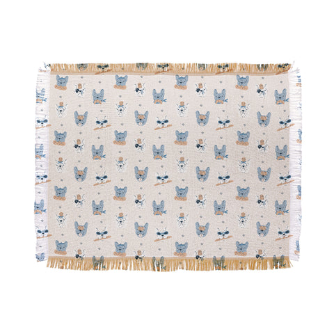 KrissyMast French Bulldogs with Pastries Throw Blanket