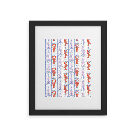 KrissyMast Lobster Stripe Pattern Framed Art Print