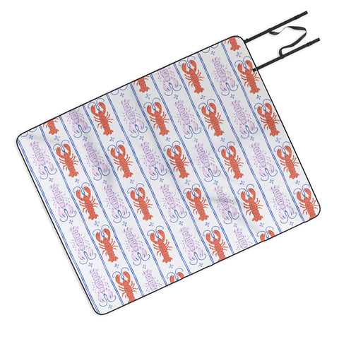 KrissyMast Lobster Stripe Pattern Picnic Blanket