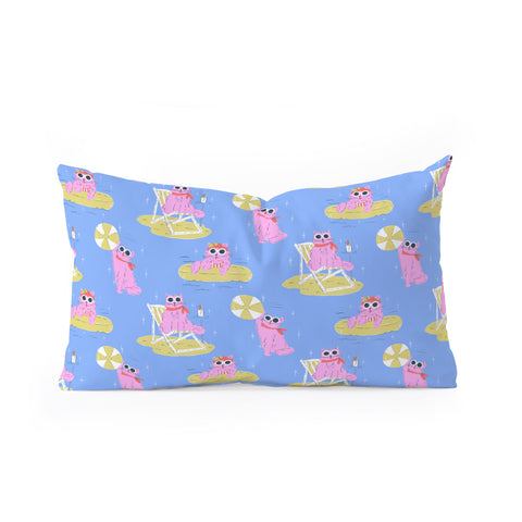 KrissyMast Pink Summer Cat Oblong Throw Pillow