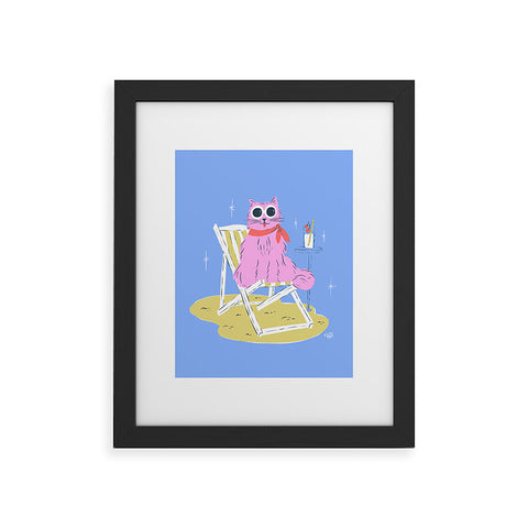 KrissyMast Pink Summer Cat Framed Art Print