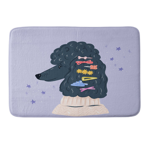 KrissyMast Poodle with Rainbow Barrettes Memory Foam Bath Mat