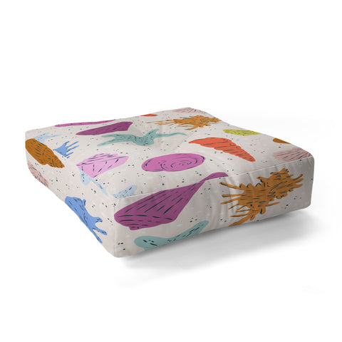 KrissyMast Rainbow Seashells Floor Pillow Square