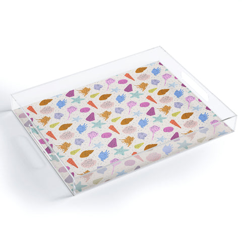 KrissyMast Rainbow Seashells Acrylic Tray