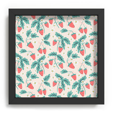 KrissyMast Strawberries with Flowers Recessed Framing Square