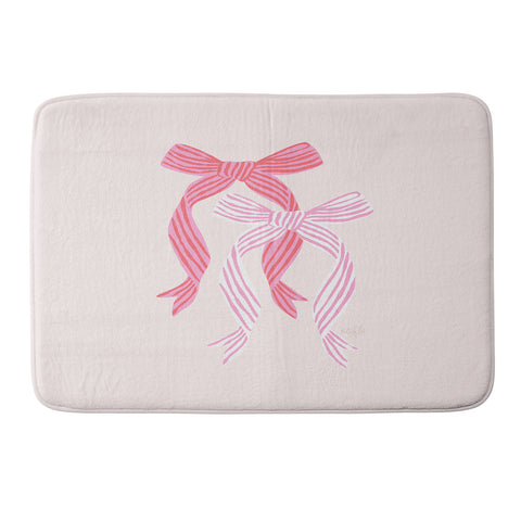KrissyMast Striped Bows in Pinks Memory Foam Bath Mat