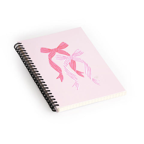 KrissyMast Striped Bows in Pinks Spiral Notebook