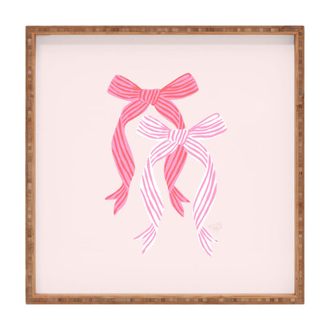 KrissyMast Striped Bows in Pinks Square Tray